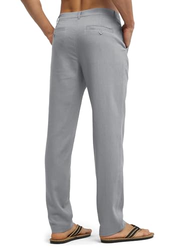 Image of Willit Men's Linen Pants Casual Linen Dress Pants Beach Summer Lightweight Trousers 28 inch 30 inch 32 inch