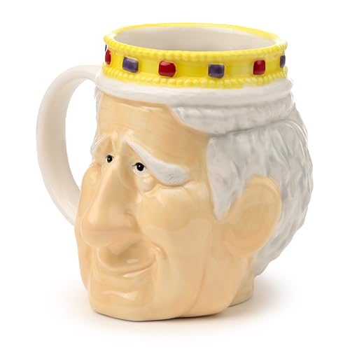 Taza de cerámica con forma de cabeza King Charles III miniatura 3