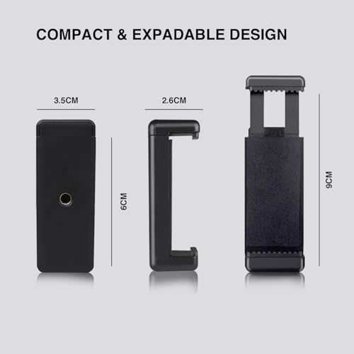 Image of HUMBLE Universal Mobile Monopod Holder Clip | Phone Camera Holder & Tripod Mount Adapter | Compatible with All Smartphones | Black (Pack of 2)