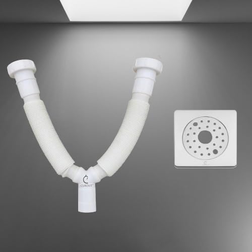 CUROVIT PVC Flexi ble Double Waste Pipe 1-1/4" & Stainless Steel Holly 5" x 5" Square Hole Grating Pack of 2 for Kitchen Sink (B0D11Q8V83) Amazon Price History, Amazon Price Tracker