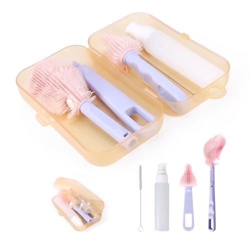 Image of KEUYE Breast Pump Cleaning Brush Kit, BPA Free Bottle Nipple Straw Cleaner Set for Haakaa Momcozy Lansinoh Willow Breast Pump Wipes