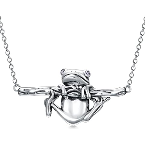 PYTALI Frog Necklace for Women Sterling Silver Vintage Fun Animal Necklace Pendant Aesthetic Cool Necklace for Women Trendy Best Friend Necklaces Jewelry Gift for Girlfriend Women Cover