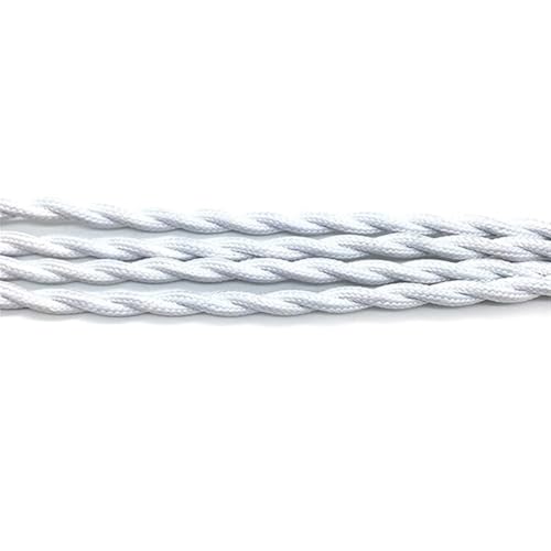 Cable eléctrico trenzado 2x0,75 mm blanco de 5m para lámparas y decoración interior de casas