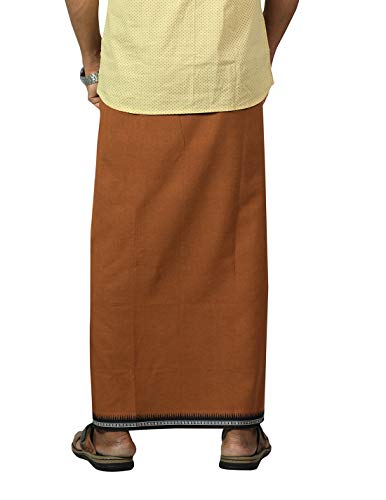 Image of PRAKASAM COTTON Velcro Pocket Dhoti | Thalapathi Border Readymade Cotton Kerala Mundu for Men