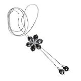 ORFOFE Colgante para Suéter Mujer Cristal Floral Cadena Larga Gris Collar de Ropa Elegante para Otoño E Invierno Accesorio de Joyería para Atuendos Casuales y Formales