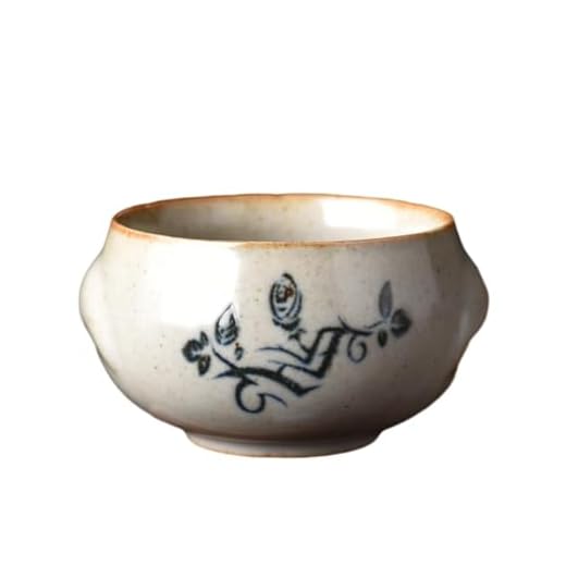 CAPIJIONG Taza de té retro esmaltada gris hierba de 60 ml, taza de té de Kung Fu de cerámica para el hogar, taza de té de tambor zen