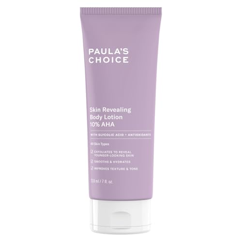 Paula&rsquo;s Choice 10% AHA Lait Exfoliant Corps – Réduit Taches Brunes, Rides – Gommage Corps Exfoliant Crème – Adoucir les Zones Rugueuses – avec Beurre de Karité – Tous Types de Peaux – 210 ml