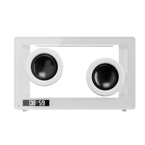 Gbloodst Altavoz Bluetooth Retro Portátil, Reloj, Barra de Sonido Transparente Inalámbrica de Alta Fidelidad con Luz RGB, Reproductor de Música de Audio con Tarjeta TF A G