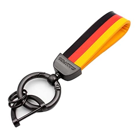 GAMPRO Men's Gold German Flag Car Lanyard with 3 Retractable Key Rings and Gift Box, black, 12cm, Modern Cover