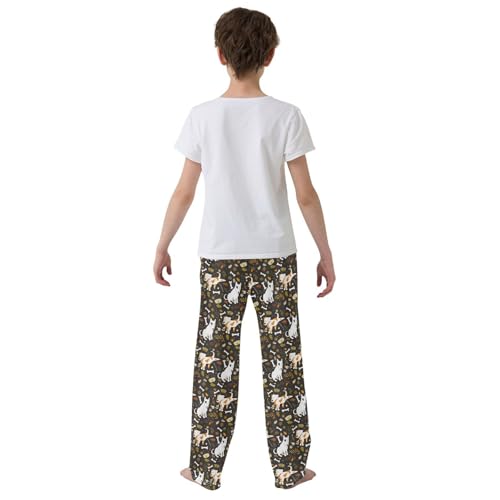 ZZXXB Terrier Dog and Bones Boys Long Pants Soft Trousers Elastic Waist Kids Lounge Bottoms with Pockets S-XL3