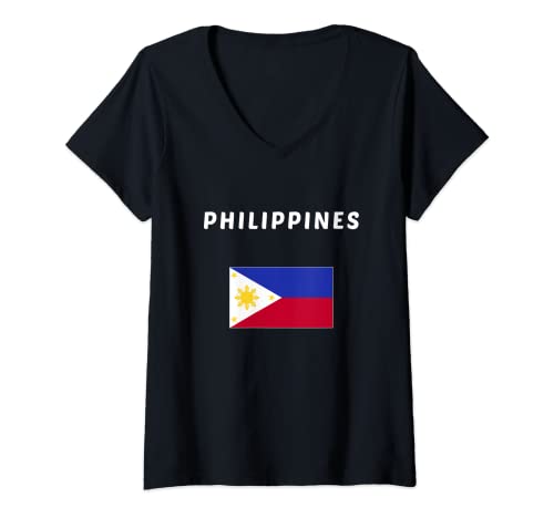 Mujer Filipinas camiseta Filipino Tee Bandera recuerdo regalo Bangkok Camiseta Cuello V