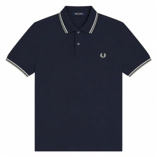 Polo Fred Perry Twin Tipped Shirt Dark Airforce en maille respirante