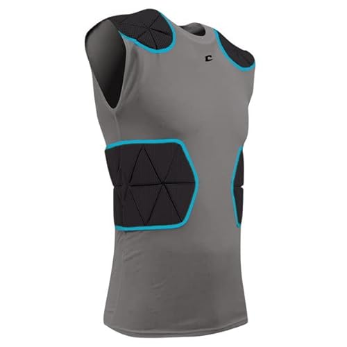 Champro Tri-Flex Football Compression Shirt With Cushion System, Charcoal, Small #TOP16