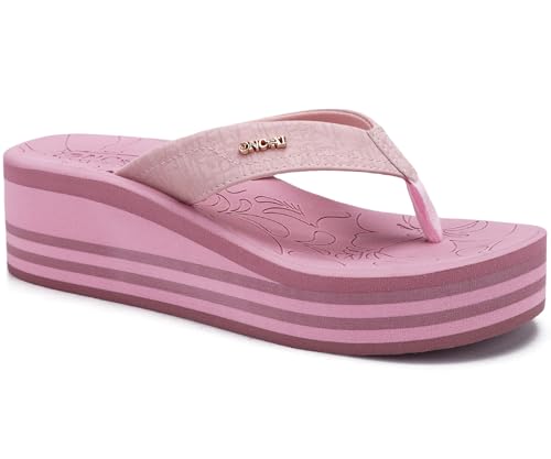 Image of ONCAI Women's Platform Wedge Flip Flops Trendy Dressy Womans Summer Flatform Chunky Heel Sandals with Comfortable Walking Outdoor Rubber Soles (US Size 5-11)