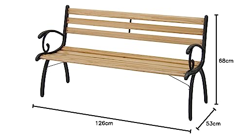 不二貿易 ガーデンベンチ パークベンチ 幅126×奥行53×高さ68cm ナチュラル 屋外 天然木 ウッドタイプ 組立商品 81052 9枚目