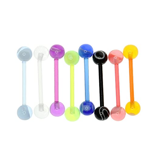 kowaku 8 Piezas de Acrílico Lengua Anillos de Lengua de 1,8 Calibre Mezclado Cover