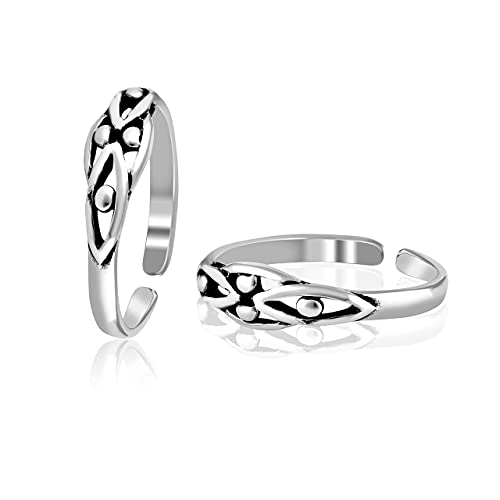 Image of TRUESILVER ACPL 925 Sterling Silver Toe Rings for Women | BIS Hallmarked Classic, Ruby Red & Cubic Zirconia Stone Toe Ring