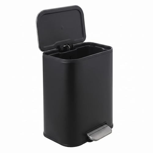 Caneca de basura rectangular 20L acero inox negra