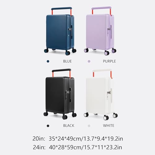 Suitcase Luggage Multi-Function Charging Wide Trolley Suitcase Password Box Universal Wheel Zipper Ultra-Light Suitcase Suitcases Large(Blue,24in)2