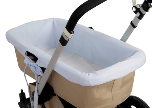 Danielstore Funda Capazo Interior | Transpirable | Compatible con Bugaboo | Algodón Piqué Nido de Abeja | Ideal Verano, Primavera y Otoño | (Azul, Niños Talla única)