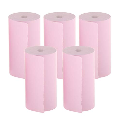 5pcsカラー印刷ロール紙サーマルプリンターポータブル57x30mmピンク