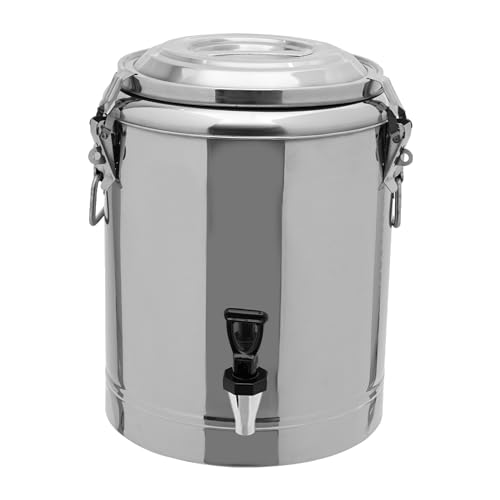 Récipient de maintien au chaud, seau de 20/40 l, en acier inoxydable, distributeur de boissons froides, seau isotherme en acier inoxydable, chauffe-plats, récipient isotherme avec couvercle, argenté