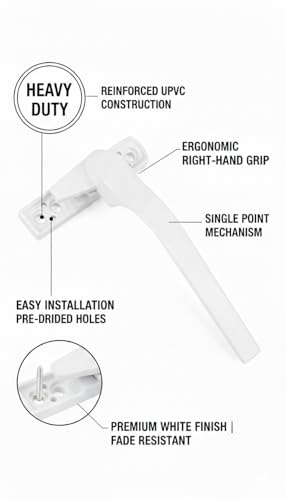 Image of Heavy Duty | Window Handle | Single Point Handle | White Premium | (UPVC) Right*