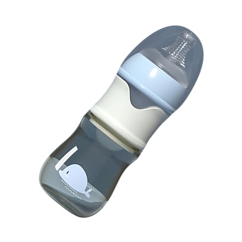 OFFSCH Biberón para Bebés de Vidrio y Polipropileno, Boca Ancha, 150 Ml, Color Azul, Botella para Almacenar Leche Materna, Contenedor de Leche para Recién Nacidos, Uso Práctico y