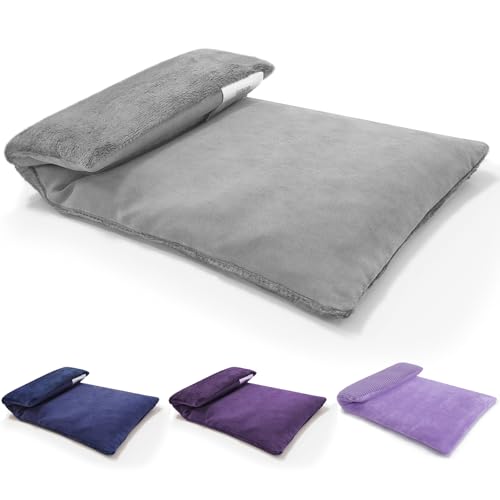 Wheat Bags Microwavable with Washable Cover | Microwave Heat Pad for Back Pain Relief 32×17 CM | Heat Pads for Muscle Cramps Menstrual Joints Relief(Grey)