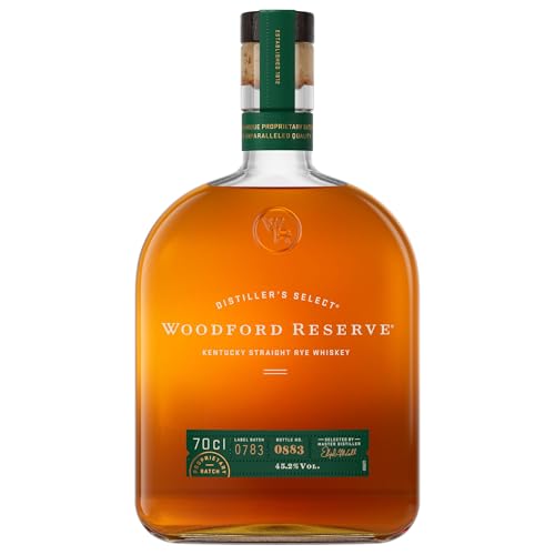 Woodford Reserve Rye Whiskey - Geschenkempfehlung- Würzig, pfeffrig mit Aromen von Zimt, Marzipan und Apfel - 0.7L/45.2% Vol.