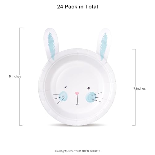 Cheerland TZ-DP-24P-FHJ-TZ1 Bunny Shaped Plates In Blue For Easter Birthday Gender Reveal Paper Plates Tableware For Kids Spring Garden Tea Party Supplies And Decorations thumb #1