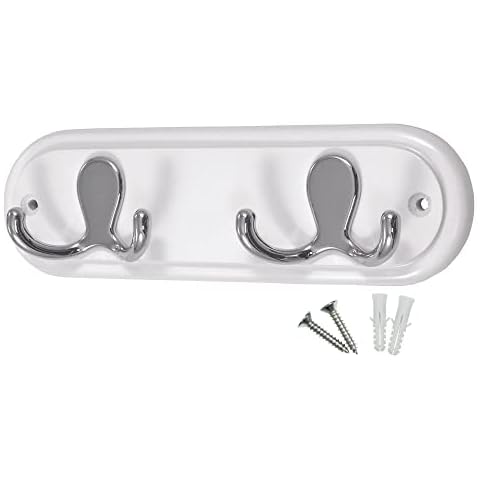 Perchero de Pared Headbourne Hr4069H con Ganchos Dobles, Cromo y Madera, Blanco Cover