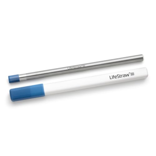 LifeStraw Sip, Reusable Stainless Steel Water Filter Drinking Straw with Carry Case, Removes Microplastics