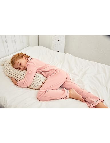 Satin Pajamas for Girls 2 Piece Sleepwear Long Sleeve Silky Shirt Kids Clothes,Size 10 11 Pink3