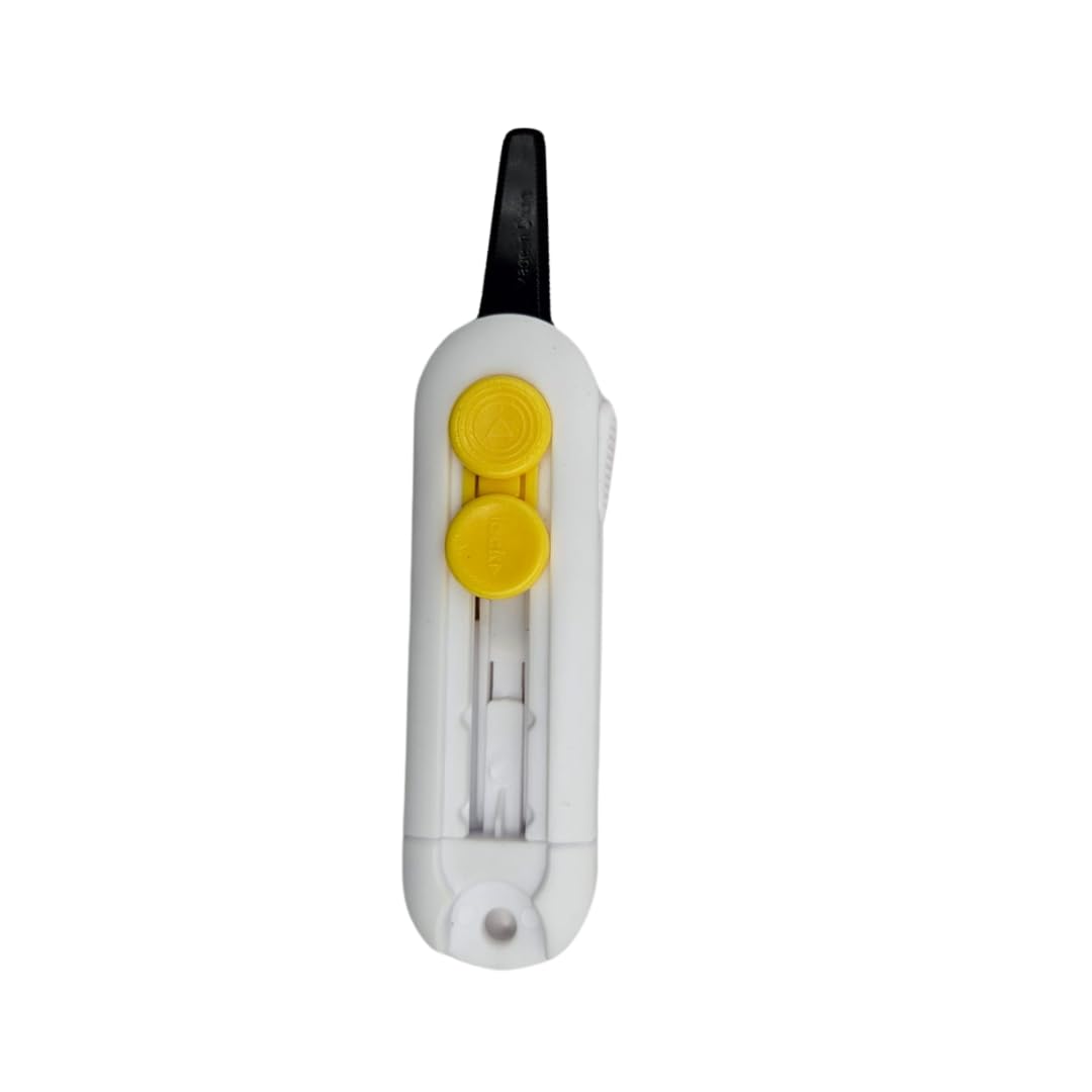 Mini Box Cutter with Magnet & Safety Lock | Retractable Blade | Ambidextrous | Package Opener | Ergonomic | Color White with Yellow