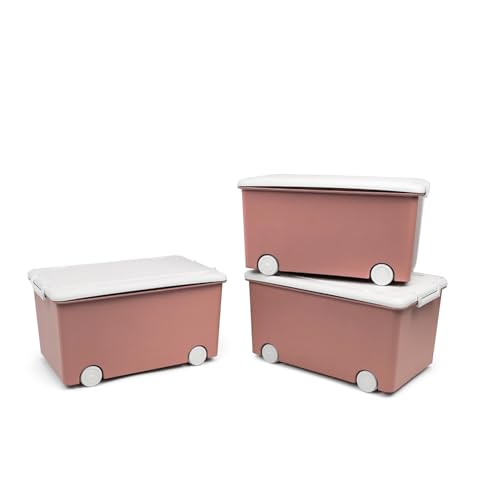 Thermobaby - Coffre de rangement PLAYBOX - MEDIUM 26 L - Lot de 3 Boites de Rangement - Caisse de Rangement en Plastique avec Couvercle - Clips de Fermeture -...