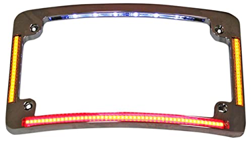 Custom Dynamics TF05-C License Plate Frame (Chrome Quad Radius All-In-One with Integrated Plate Light, Turn-Signals, and Brake Light)