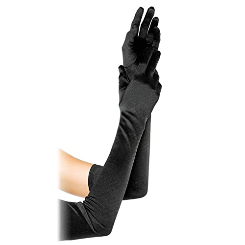 1920s estilo largo noche guantes negro blanco codo guantes nupciales baile vestido de lujo guantes sexy mujeres boda baile ópera guantes, Negro, talla única