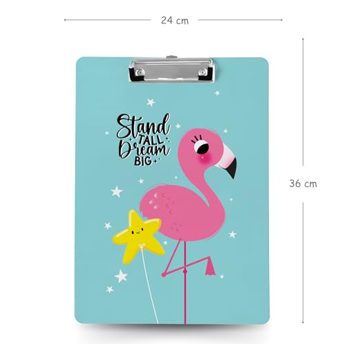 Image of Clipboard Drawing, Writing, Exam Board with Clip (Size - 24x36 cm) Sturdy, Lightweight for Office, School, College - Flamingo
