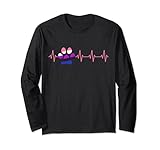dog paw print heartbeat genderfluid flag pet lover pulse ecg maglia a manica
