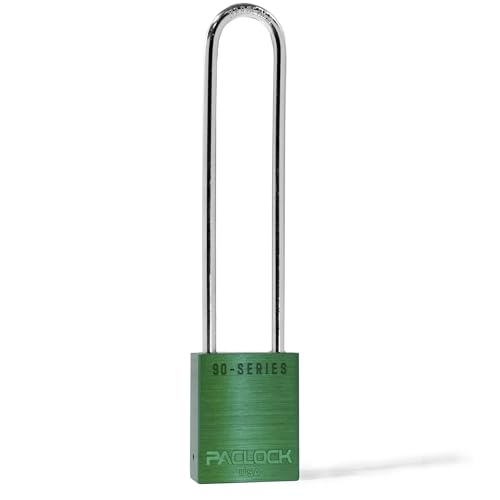 Image of PACLOCK's SR-90A Padlock, 5 inch Tall Hardened Steel Shackle, High Security 6-Pin Cylinder, One Lock Keyed to a Number U-Pick! w / 2 Keys, Green