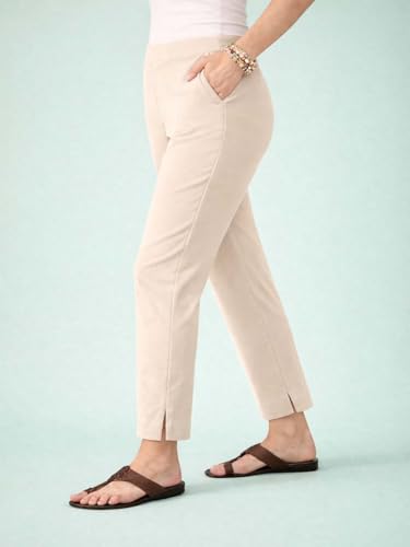 Image of KOTTY Women's Solid Straight Fit Ankle-Length Pants with Elastic Waist and Comfortable Stretch Fabric