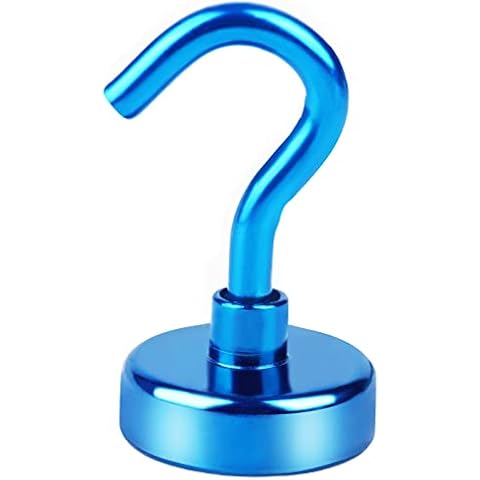 DIYMAG Magnetic Hooks, 22Lbs Heavy Duty Rare Earth Magnet Hooks, Utility Hooks with Nickel Coating for Kitchen, Garage, Cruise, Classroom, Workplace and Office etc, Blue Cover