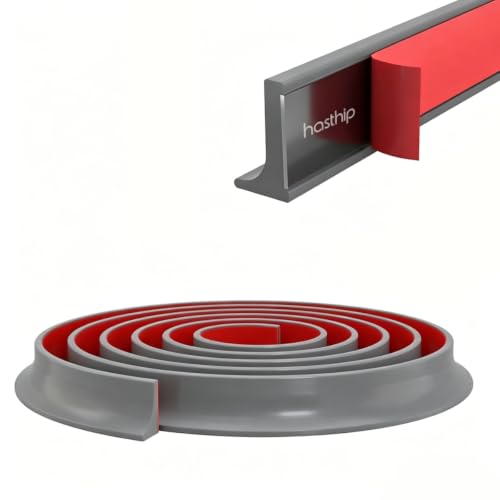 Image of HASTHIP 1.5M /59 inch Water Stopper - Silicon Water Stopper with Glue Collapsible Waters Dam Barrier Sink Splash Guard Strip Shower Waters Stoppers for Kitchen Sink, Grey