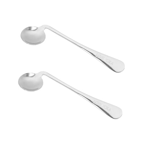 WATIIFUFU 高齢者用食器 ステンレス製滑り止めハンドル 適応スプーン 人間工学に基づいたデザイン コンパクト食器 屋外使用に 2個セット