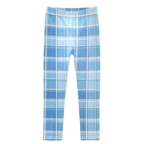 Boccsty Blue Checkered Light Blue Girls Leggings Kids Yoga Pants Dance Active Tights 4T
