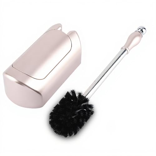 Image of Toilet Bowl Brush and Holder - Stainless Steel Handle Toilet Brush - Household Brush - Tool Set - for Home,Hotel,Bathroom (Rose Gold)