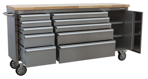 Sealey Ap7210Ss Mobile Stainless Steel Tool Cabinet 10 Drawer & Cupboard - Image 5