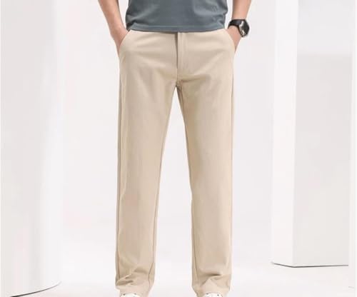 Mens Korean Style Casual Straight Suit Pants High Waisted Lightweight Office Work Trousers2