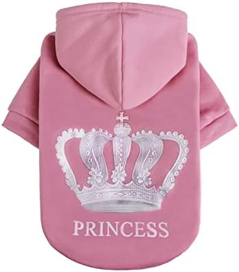 EXPAWLORER Prinecss Dog Hoodie for Girl - Hooded Dog Sweater with Leash Hole, Dog Cold Weather Clothes,Sweatshirt with Pocket, Pet Warm Outfit, Winter Coats for XS-XXL Dogs
